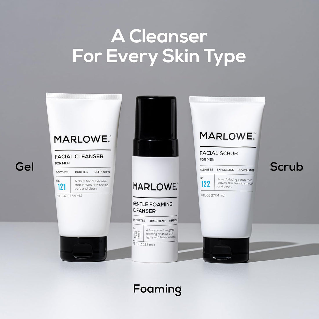 MARLOWE. Facial Scrub for Men, 6 oz, Exfoliating & Refreshing Gentle Face Exfoliator, Cleanses, Smooths, Revitalizes Skin